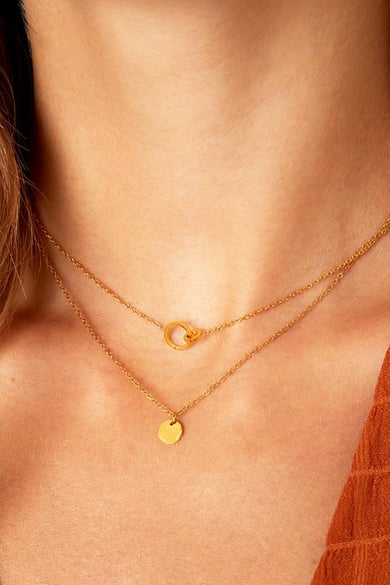 Necklaces connected circles Gold Color Stainless Steel h5 Picture2